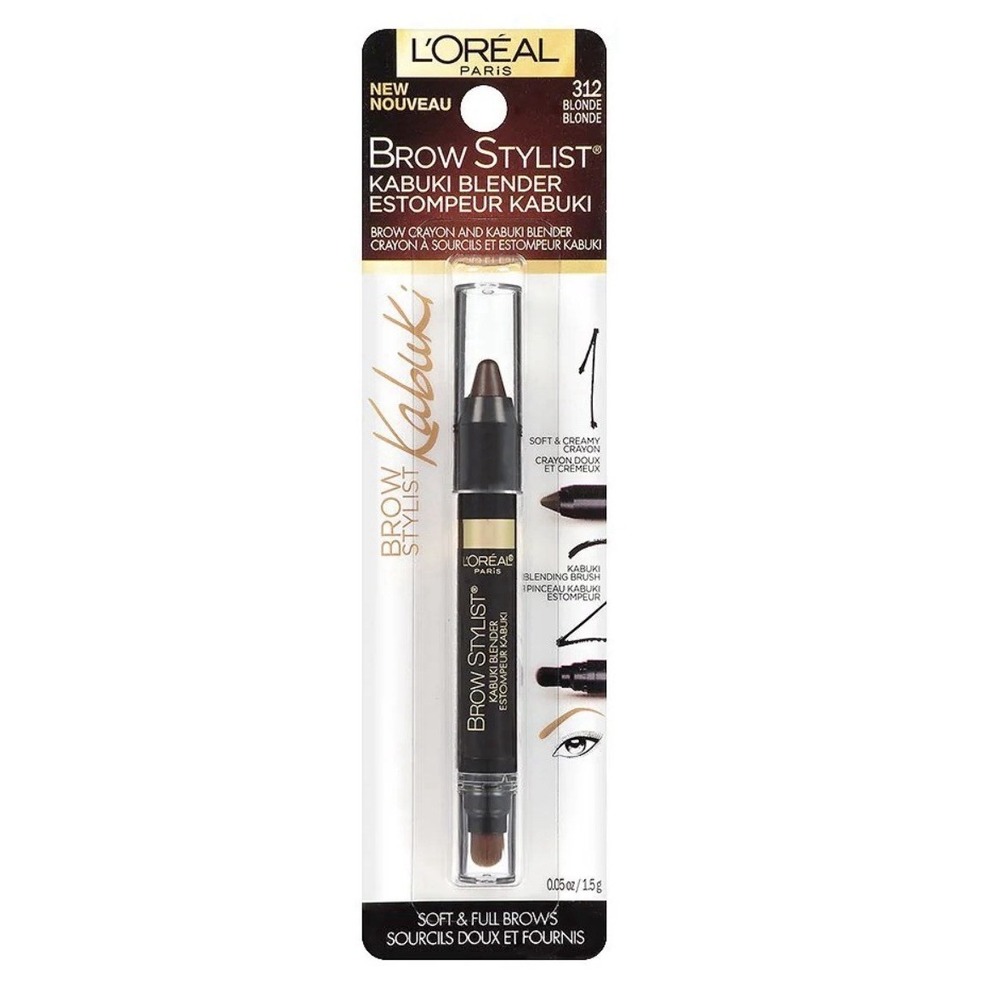 L'Oreal Paris Brow Stylist Kabuki Blender Brow Crayon, 0.05 oz.‎ #312 Blonde